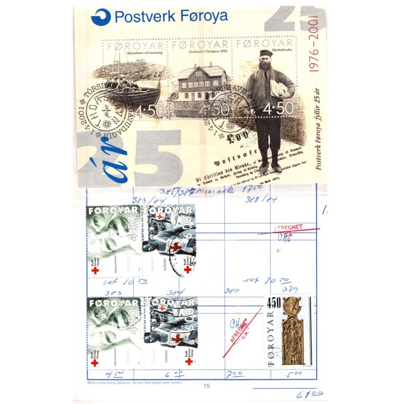 Færøerne - 2004-2019 - 4 udvalgshæfter A5 med diverse mærker inkl. miniark. - 2 Lindner lager indstiksalbum ofte med flere af samme mærke - AFA værdi over 15.000 kr. - Stemplet.